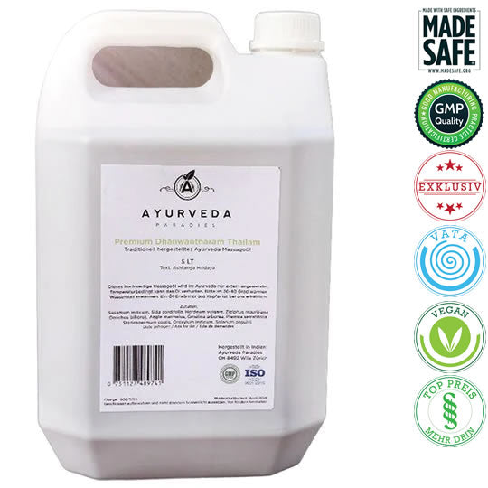 Premium Dhanwantharam Thailam (3-Dosha, Allround-Öl), 5 Liter | Ayurveda Öle | Ayurveda Paradies Schweiz