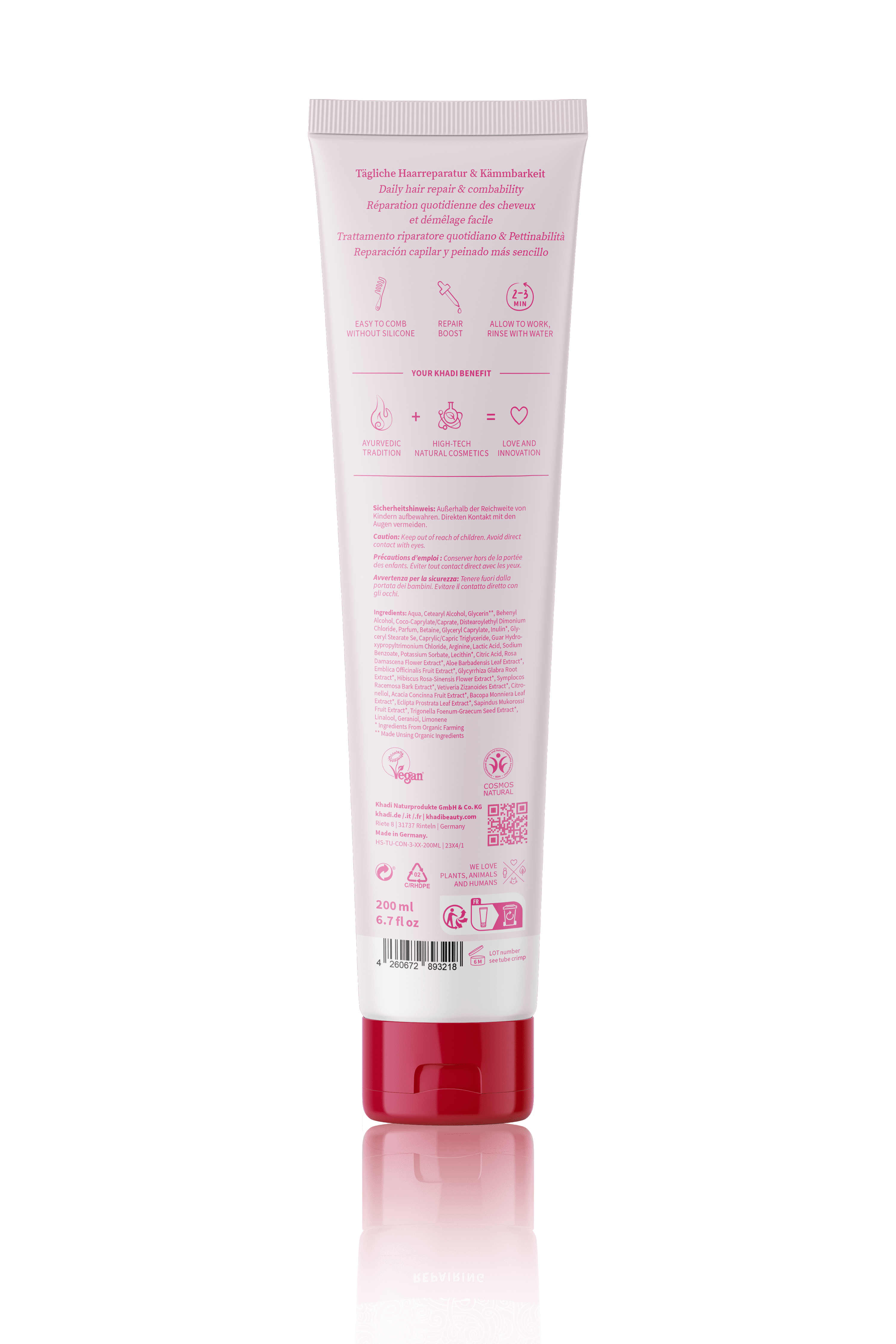 Ayurvedischer Repair Conditioner, Rose Revolution, 200ml | Haarpflege | Khadi Natural