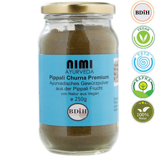 Pippali Churna Premium, 100-250 Gramm Glas | Ayurveda Churna | Nimi