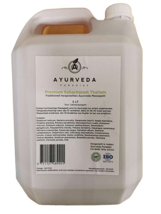 Premium Sahacharadi Thailam 5 Liter | Ayurveda Öle | Ayurveda Paradies Schweiz