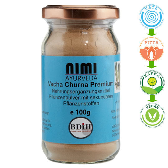 Vacha Churna Gewürzpulver Premium, 100g Glas | Ayurveda Churna | Nimi
