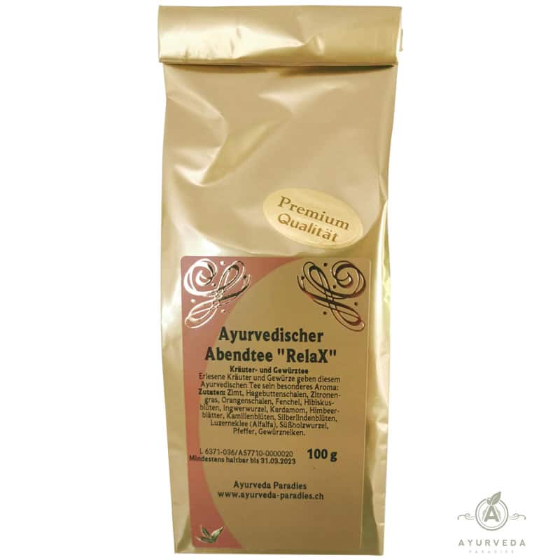 «RELAX» Abend Tee Ayurveda Premium Gold, 100g Beutel | Ayurveda Tee | Ayurveda Paradies Schweiz