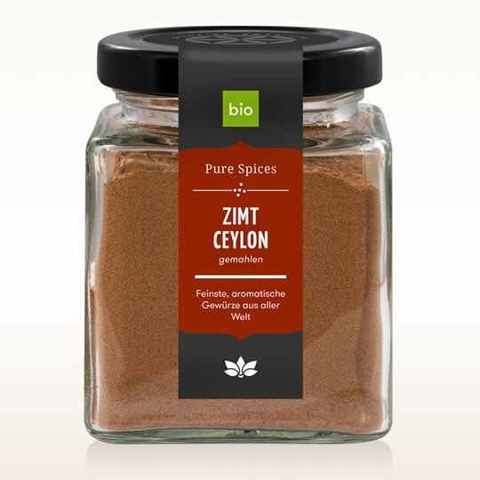Zimt Ceylon oder Cassia gemahlen im Glas, Bio 80g | Kräuter & Gewürze | Cosmoveda