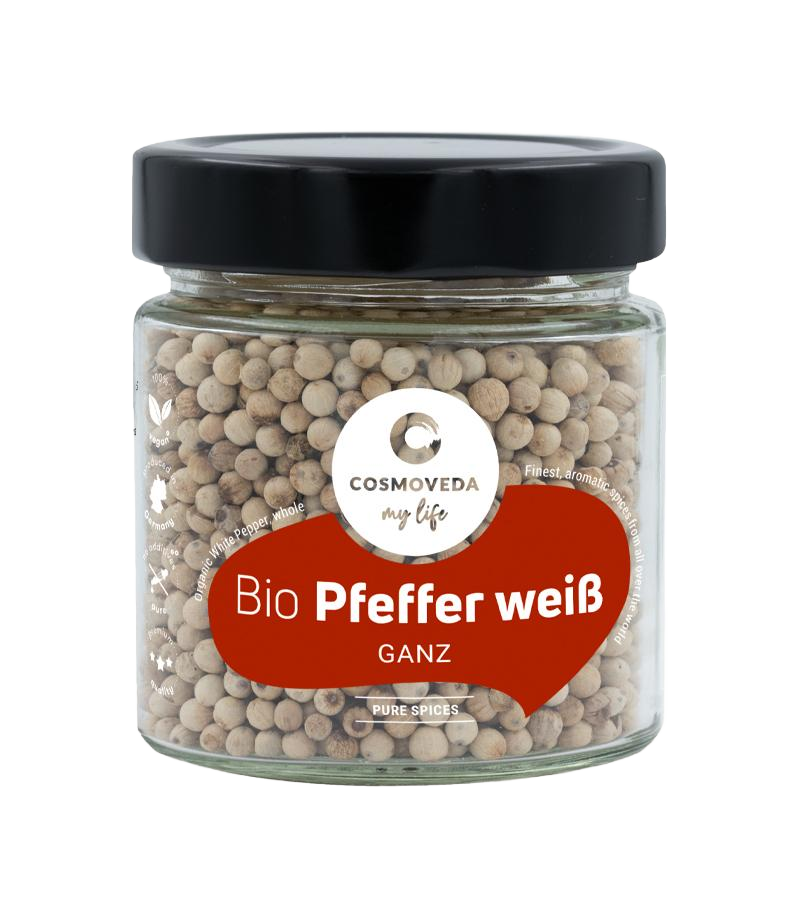 Pfeffer weiss, Bio, ganz, 100gr Glas