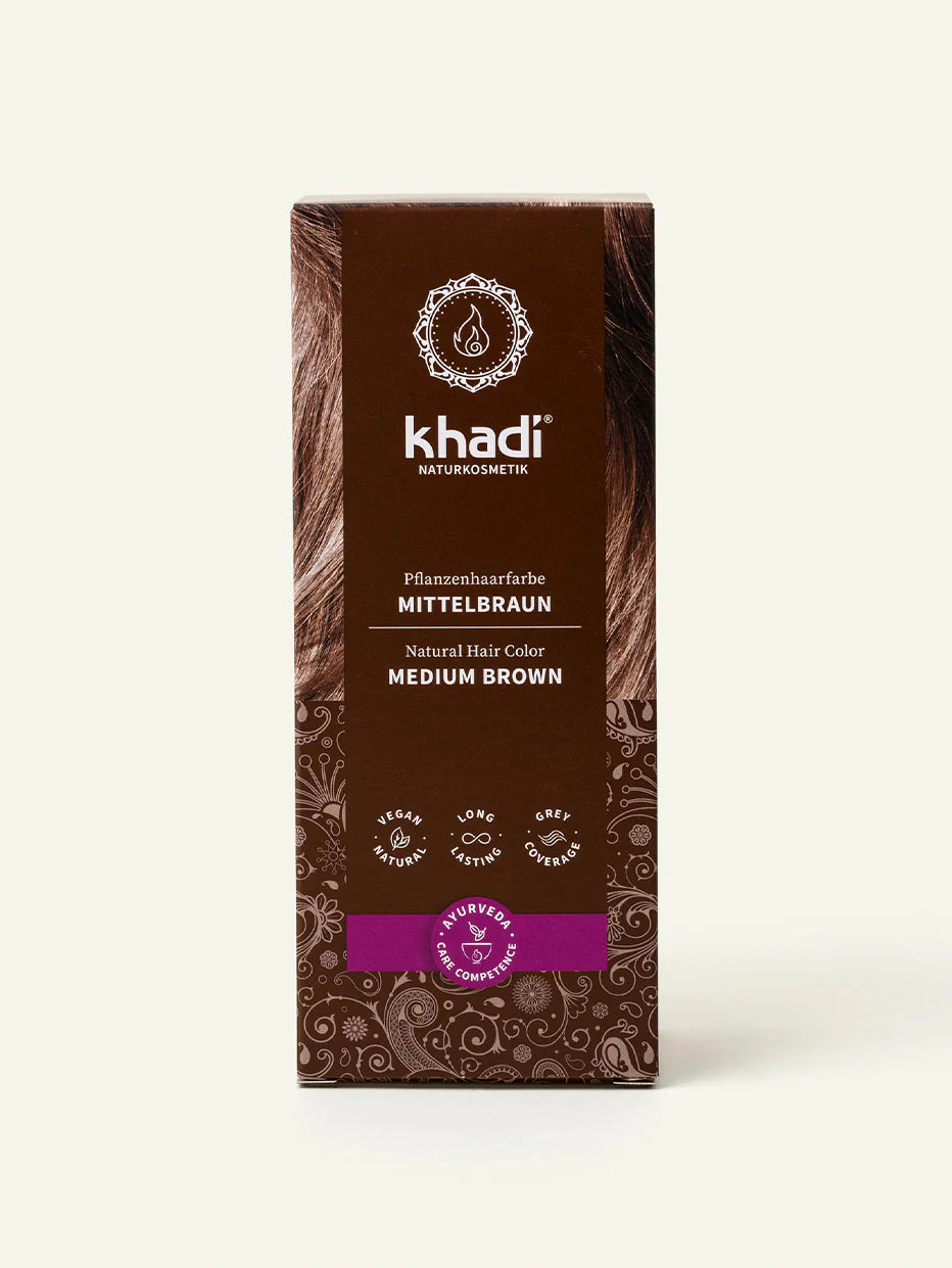 Khadi Pflanzenhaarfarbe Mittelbraun, 100 gr