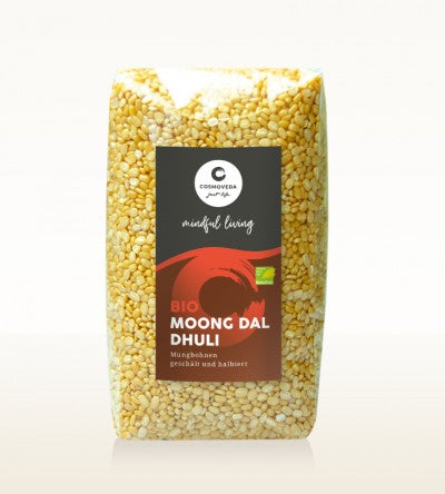 Cosmoveda Bio Moong Dal Dhuli - Mungbohnen, geschält und halbiert, 500g