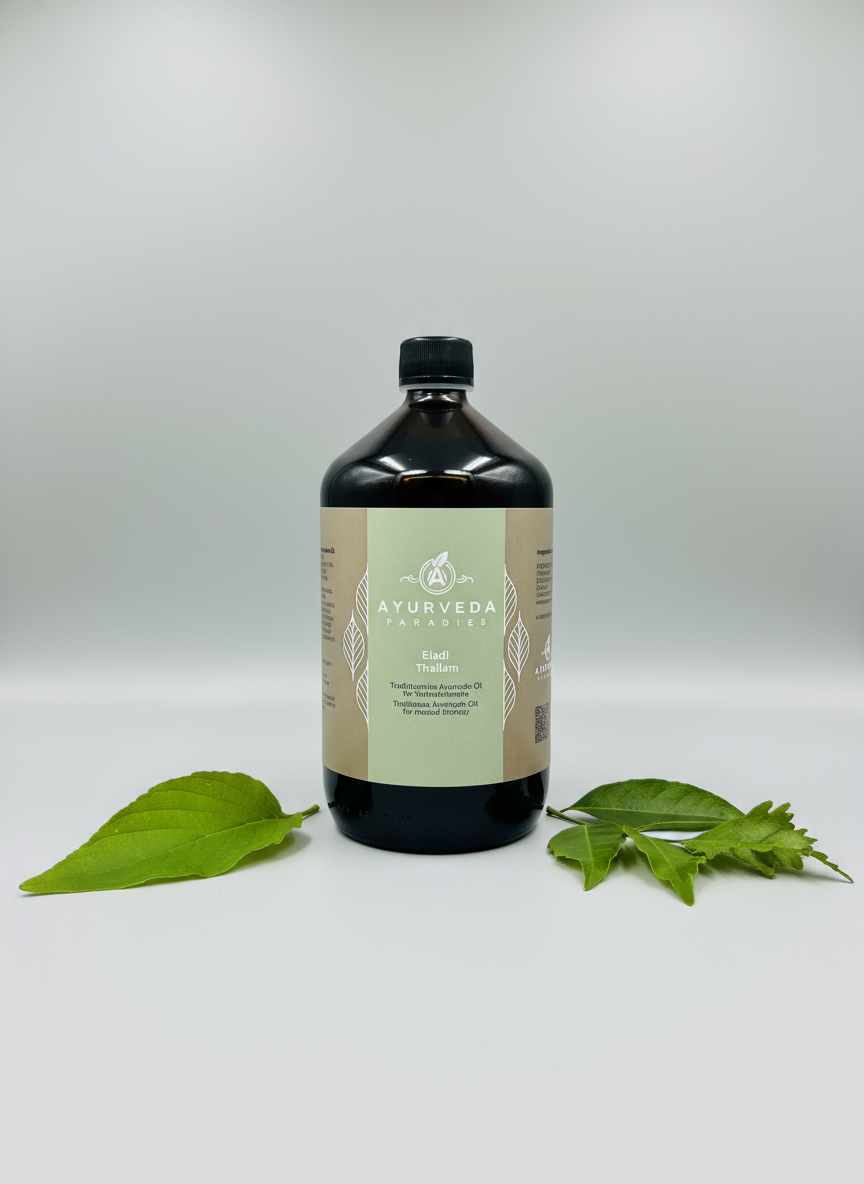 Ayurveda Paradies Eladi Thailam 200 ml, 500 ml und 1000 ml Glasflaschen