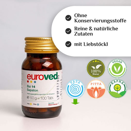 Bai 14 Sapaton, 100 Tabletten | Vitamine & Nahrungsergänzungsmittel | euroved