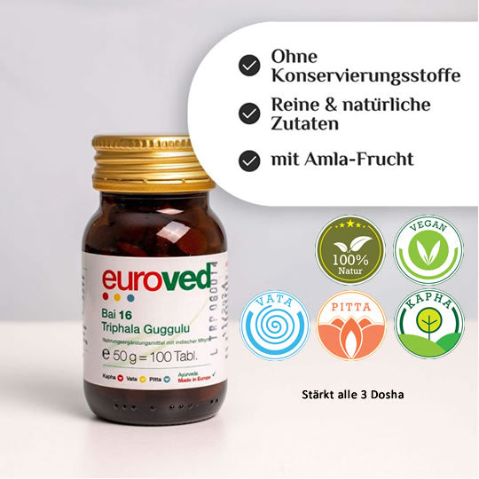 Bai 16 Triphala Guggulu, 100 Tabletten | Vitamine & Nahrungsergänzungsmittel | euroved