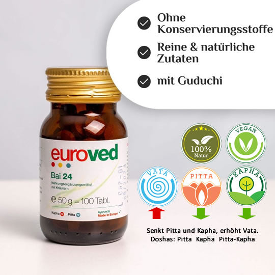 Bai 24 Chandrabrabha Bati, 100 Tabletten | Vitamine & Nahrungsergänzungsmittel | euroved