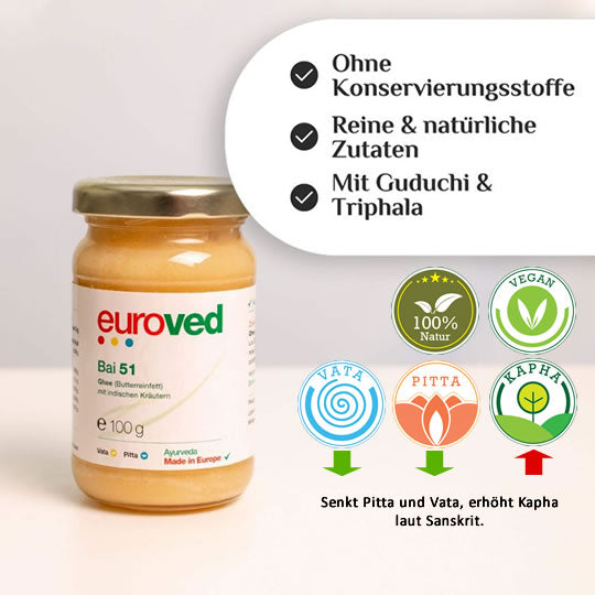 Bai 51 Mahatriphala Ghritam, 100gr Glas, ca. 10-20 Portionen | Vitamine & Nahrungsergänzungsmittel | euroved