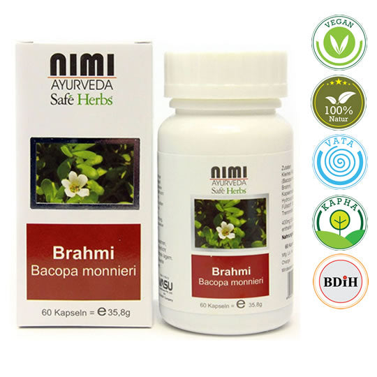 Brahmi vegetarische Kapseln, 60 Kapseln - Ayurveda Paradies Schweiz