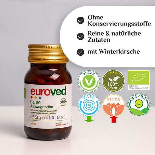 Bai 80 Bio Ashwagandha, 100 Tabletten | Vitamine & Nahrungsergänzungsmittel | euroved