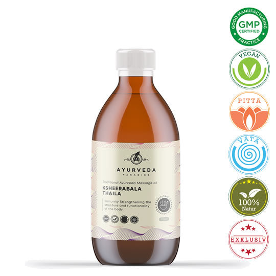 Premium Ksheerabala Thailam, 2DL- & 1 Liter Glasflaschen | Ayurveda Öle | Ayurveda Paradies Schweiz