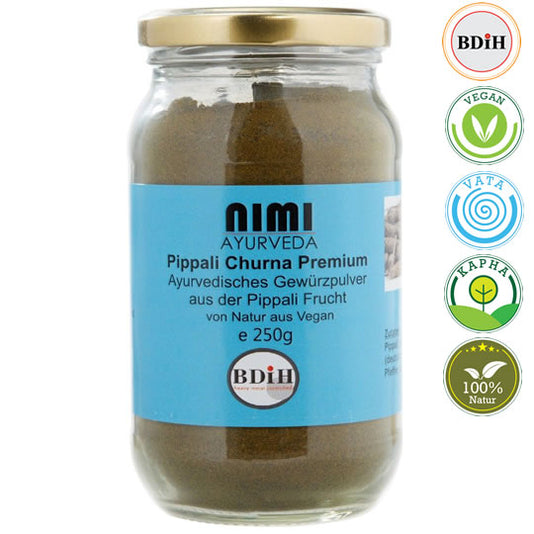 Pippali Churna Premium, 100-250 Gramm Glas | Ayurveda Churna | Nimi