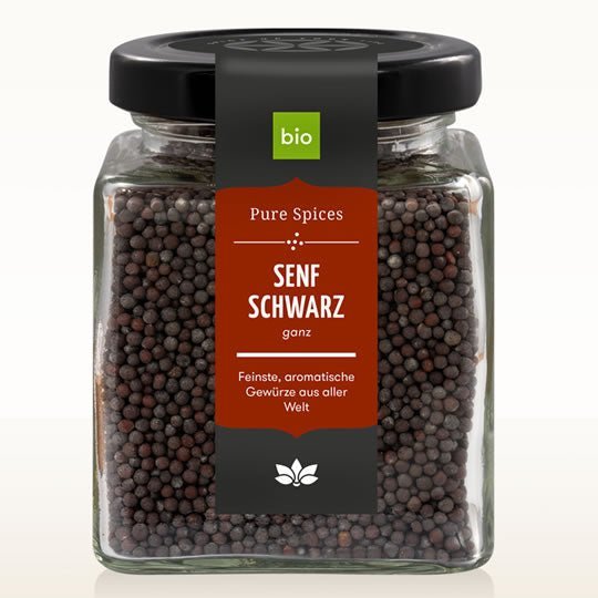 Senfkörner (Senfsamen) ganz, gelb oder schwarz, im Glas, Bio 140gr/130gr | Cosmoveda