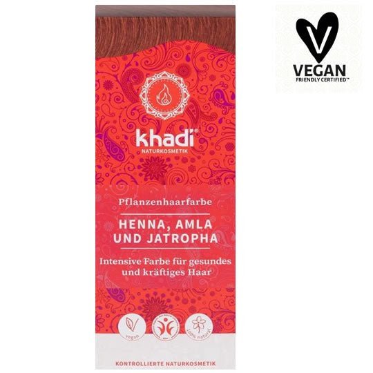 Pflanzenhaarfarbe Henna, Amla und Jatropha, 5x100gr | Haarfärbemittel | Khadi Natural